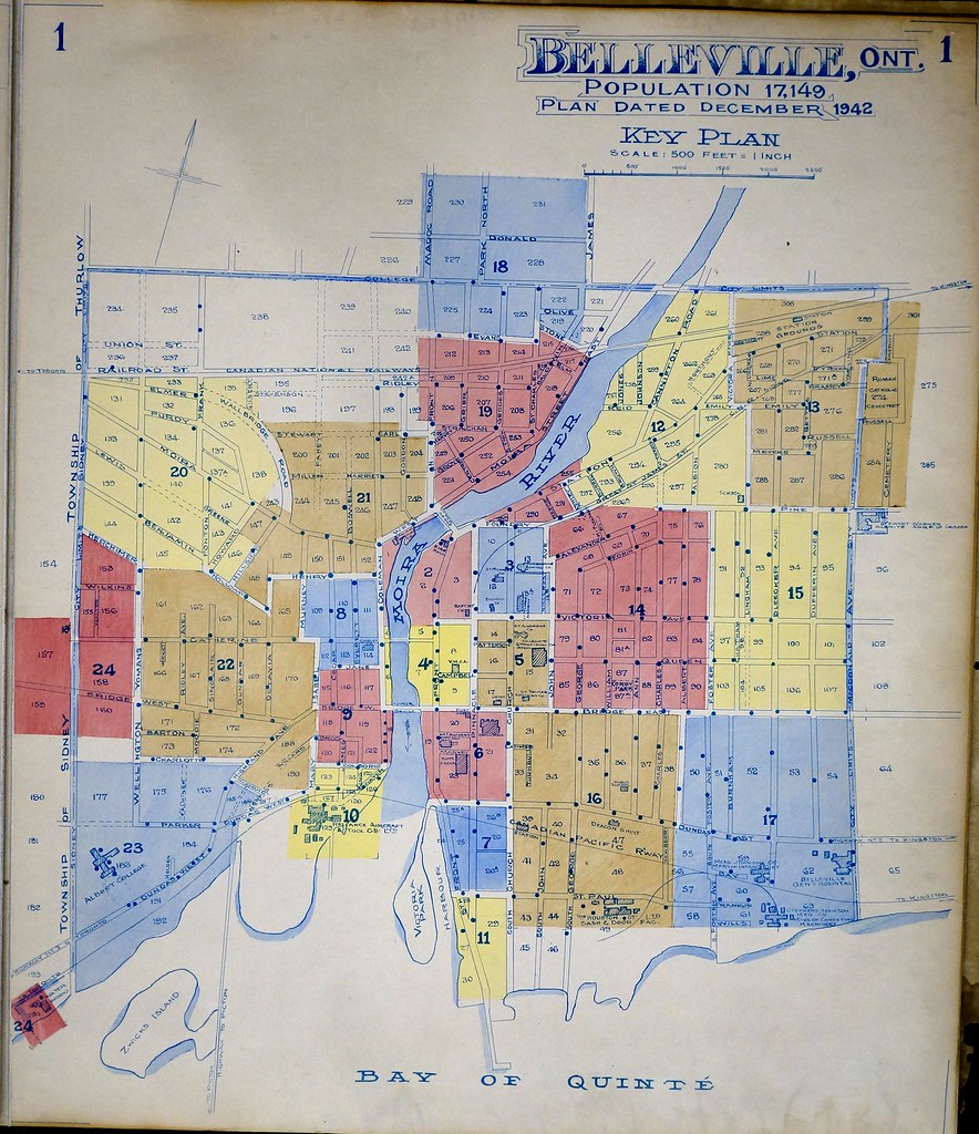 1942 Belleville Fire Insurance Map, Key Plan — related to Hard money, business sales and opportunities